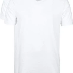 Basic T-shirts Alan Red West-Virginia T-shirt V-Hals Wit (2Pack)