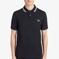 Slim-Fit Polo's Fred Perry Polo Navy White 11 Slim-Fit Polo's Fred Perry Polo Navy White -Aanbiedingen Shirt Vorm Winkel 3479 7