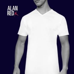Basic T-shirts Alan Red Vermont T-Shirt V-Hals Wit (2Pack) -Aanbiedingen Shirt Vorm Winkel 433 17