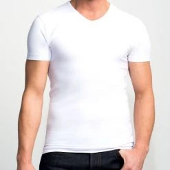 Basic T-shirts Slater 2-pack Stretch V-hals T-shirt Wit -Aanbiedingen Shirt Vorm Winkel 57108 6