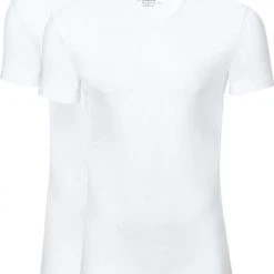 Basic T-shirts Slater 2-pack Stretch V-hals T-shirt Wit -Aanbiedingen Shirt Vorm Winkel 57108 7 1
