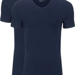Basic T-shirts Slater 2-pack Stretch V-hals T-shirt Navy -Aanbiedingen Shirt Vorm Winkel 57109 3 1