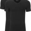 Basic T-shirts Slater 2-pack Stretch V-hals T-shirt Zwart -Aanbiedingen Shirt Vorm Winkel 57111 3
