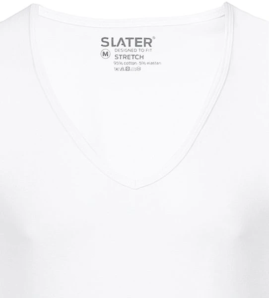 Basic T-shirts Slater 2-pack Stretch Diepe V-hals T-shirt Wit 4 Basic T-shirts Slater 2-pack Stretch Diepe V-hals T-shirt Wit - Afbeelding 2