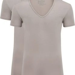 Basic T-shirts Slater 2-pack Stretch T-shirt V-hals Huidskleur