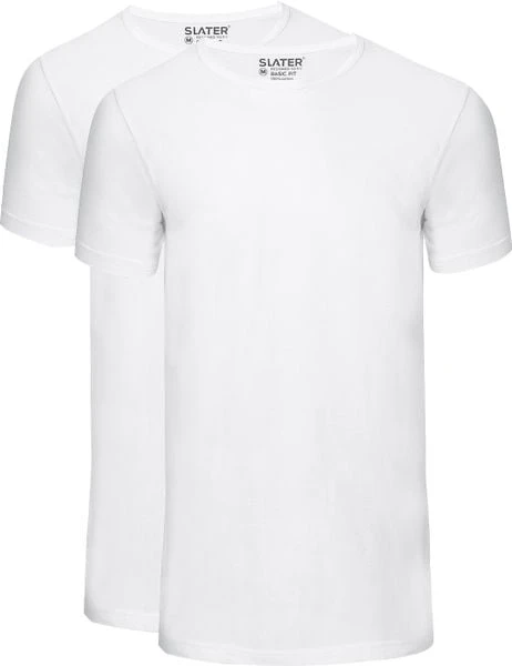 Basic T-shirts Slater 2-pack Basic Fit T-shirt Wit 6 Basic T-shirts Slater 2-pack Basic Fit T-shirt Wit - Afbeelding 4