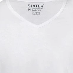 Basic T-shirts Slater 2-pack Basic Fit T-shirt V-hals Wit -Aanbiedingen Shirt Vorm Winkel 57118 11