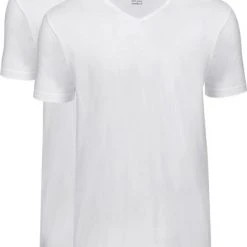Basic T-shirts Slater 2-pack Basic Fit T-shirt V-hals Wit