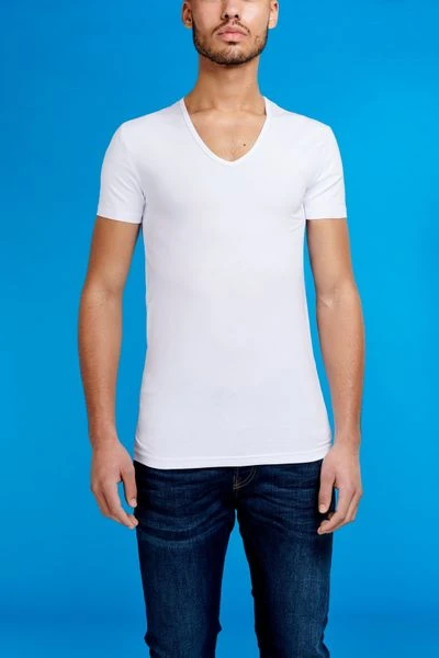 Basic T-shirts Garage Stretch Basic Wit Diepe V-Hals 6 Basic T-shirts Garage Stretch Basic Wit Diepe V-Hals - Afbeelding 4