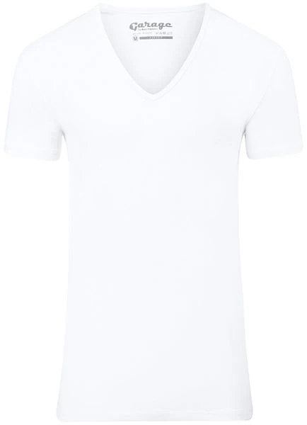 Basic T-shirts Garage Stretch Basic Wit Diepe V-Hals 3 Basic T-shirts Garage Stretch Basic Wit Diepe V-Hals