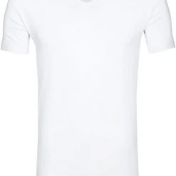 Basic T-shirts Alan Red Bamboo T-shirt V-Hals Wit