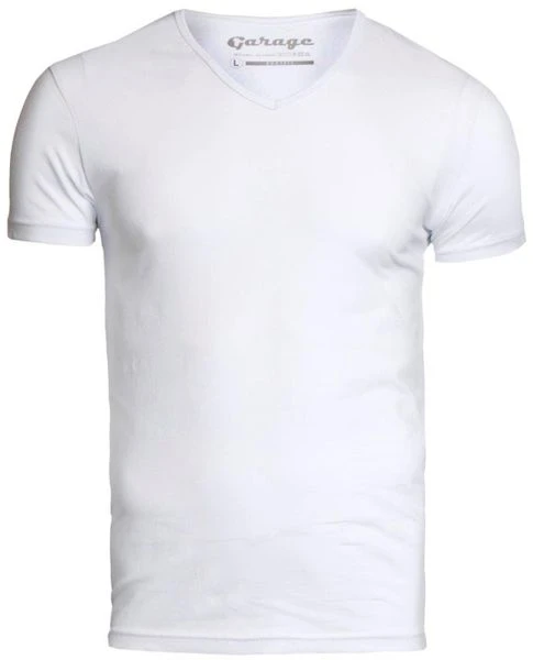 Basic T-shirts Garage Stretch Basic Wit V-Hals 3 Basic T-shirts Garage Stretch Basic Wit V-Hals