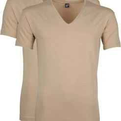 Basic T-shirts Alan Red T-Shirt V-Neck Stretch Beige 2-Pack