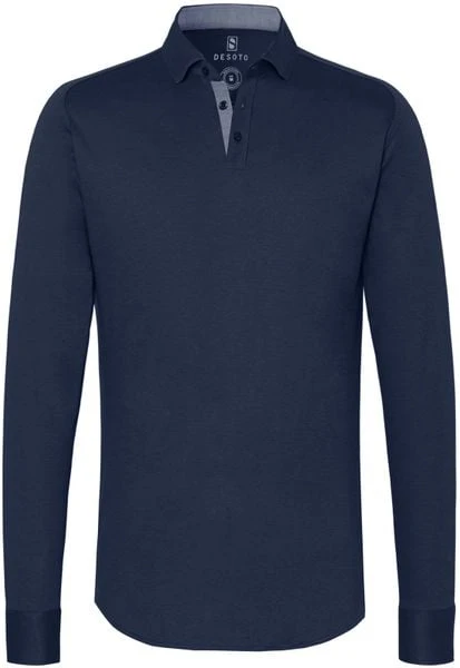 Poloshirts Met Lange Mouwen Desoto Polo New Hai Strijkvrij Donkerblauw 6 Poloshirts Met Lange Mouwen Desoto Polo New Hai Strijkvrij Donkerblauw - Afbeelding 4