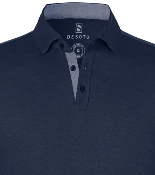 Poloshirts Met Lange Mouwen Desoto Polo New Hai Strijkvrij Donkerblauw 4 Poloshirts Met Lange Mouwen Desoto Polo New Hai Strijkvrij Donkerblauw - Afbeelding 2