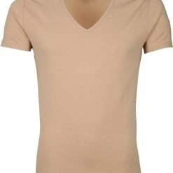 Basic T-shirts Suitable Diepe V Hals 2-Pack T-Shirt Beige -Aanbiedingen Shirt Vorm Winkel 67852 2