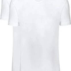 Basic T-shirts Slater 2-pack T-shirt Basic Extra Lang V-neck Wit -Aanbiedingen Shirt Vorm Winkel 68278 6 1