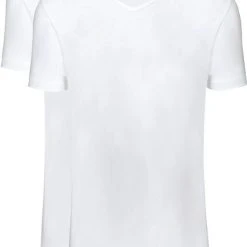 Basic T-shirts Slater 2-pack T-shirt Basic Extra Lang V-neck Wit