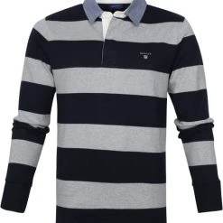 Poloshirts Met Lange Mouwen Gant Rugger LS Polo Grijs Donkerblauw