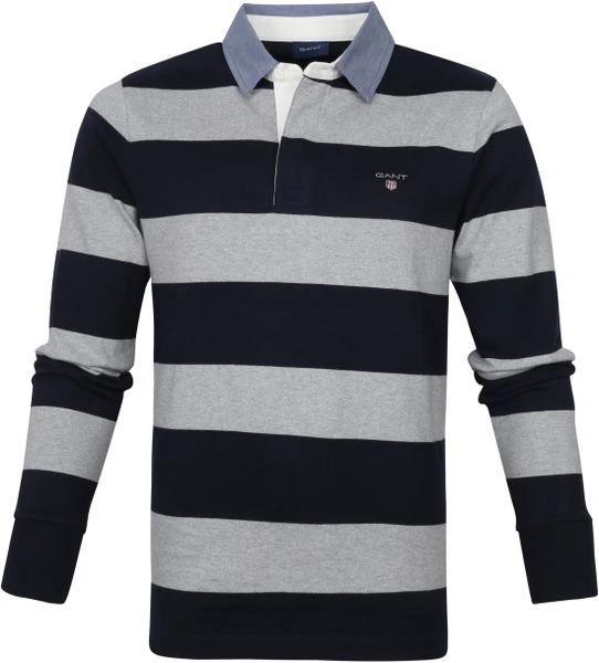 Poloshirts Met Lange Mouwen Gant Rugger LS Polo Grijs Donkerblauw 3 Poloshirts Met Lange Mouwen Gant Rugger LS Polo Grijs Donkerblauw