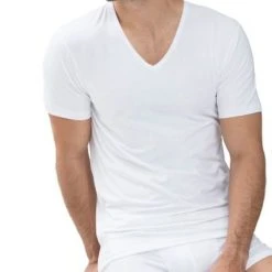 Basic T-shirts Mey V-hals Dry Cotton T-shirt Wit -Aanbiedingen Shirt Vorm Winkel 70290 4