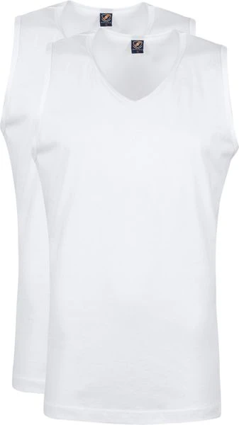 Basic T-shirts Suitable Mouwloos T-shirt Viless 2-Pack V-Hals Wit 3 Basic T-shirts Suitable Mouwloos T-shirt Viless 2-Pack V-Hals Wit