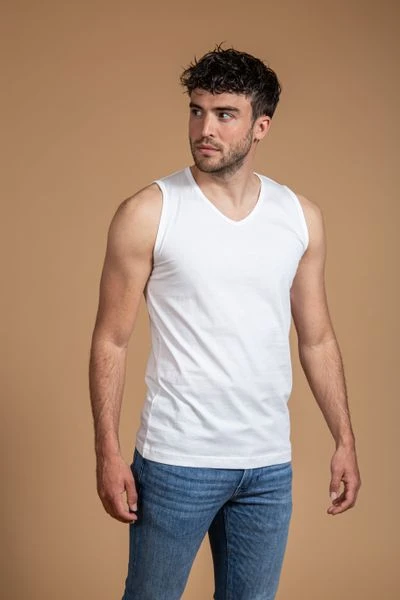 Basic T-shirts Suitable Mouwloos T-shirt Viless 2-Pack V-Hals Wit 4 Basic T-shirts Suitable Mouwloos T-shirt Viless 2-Pack V-Hals Wit - Afbeelding 2