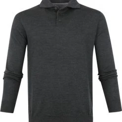 Poloshirts Met Lange Mouwen Suitable Prestige Merino Anton Long Sleeve Polo Antraciet