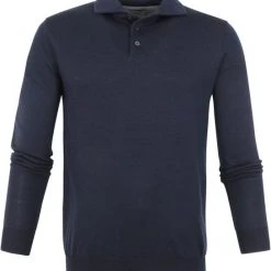 Poloshirts Met Lange Mouwen Suitable Prestige Merino Anton Long Sleeve Polo Donkerblauw