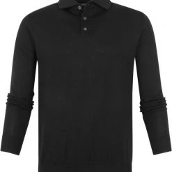 Poloshirts Met Lange Mouwen Suitable Prestige Merino Anton Long Sleeve Polo Zwart