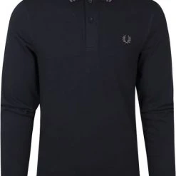 Poloshirts Met Lange Mouwen Fred Perry Polo Longsleeve Donkerblauw