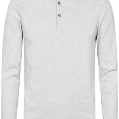 Poloshirts Met Lange Mouwen Profuomo Longsleeve Polo Grijs Melange