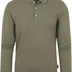 Poloshirts Met Lange Mouwen Napapijri Ealis Longsleeve Polo Olijfgroen