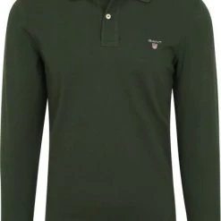 Poloshirts Met Lange Mouwen Gant Polo Poloshirt Rugger Donkergroen