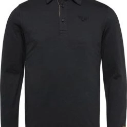 Poloshirts Met Lange Mouwen PME Legend Longsleeve Jacquard Polo Zwart