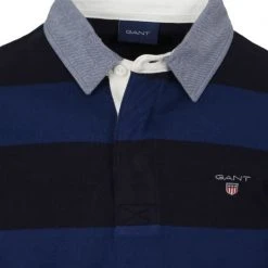 Poloshirts Met Lange Mouwen Gant Heavy Rugger Poloshirt LS Blauw -Aanbiedingen Shirt Vorm Winkel 75518 2 1