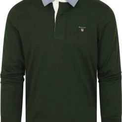 Poloshirts Met Lange Mouwen Gant Heavy Rugger Poloshirt LS Donkergroen