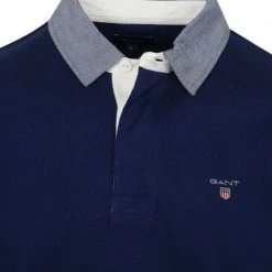 Poloshirts Met Lange Mouwen Gant Heavy Rugger Poloshirt LS Donkerblauw -Aanbiedingen Shirt Vorm Winkel 75525 2 1